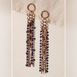Free People Nicole Dangle Earrings Gold Beaded NWT